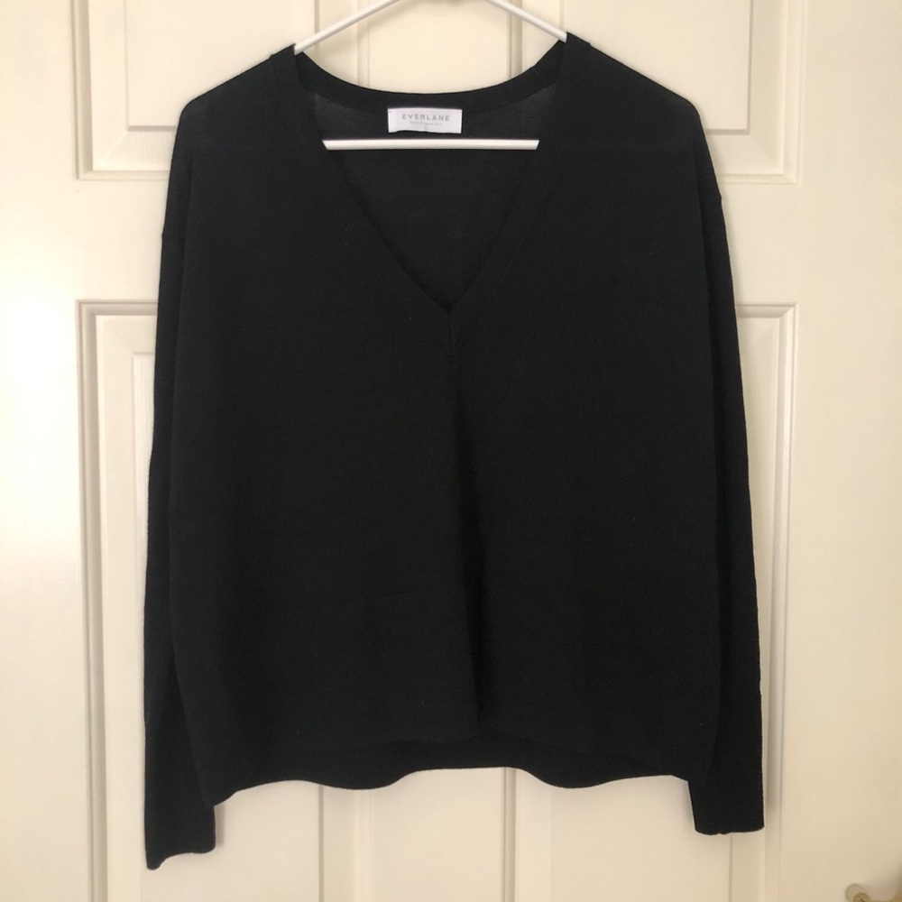 Everlane boxy v-neck wool sweater